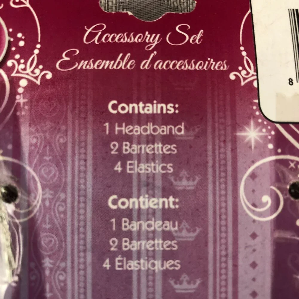 Disney Princess 7-Piece Accessories Set: Headband, Barrettes & Elastics (2 sets)